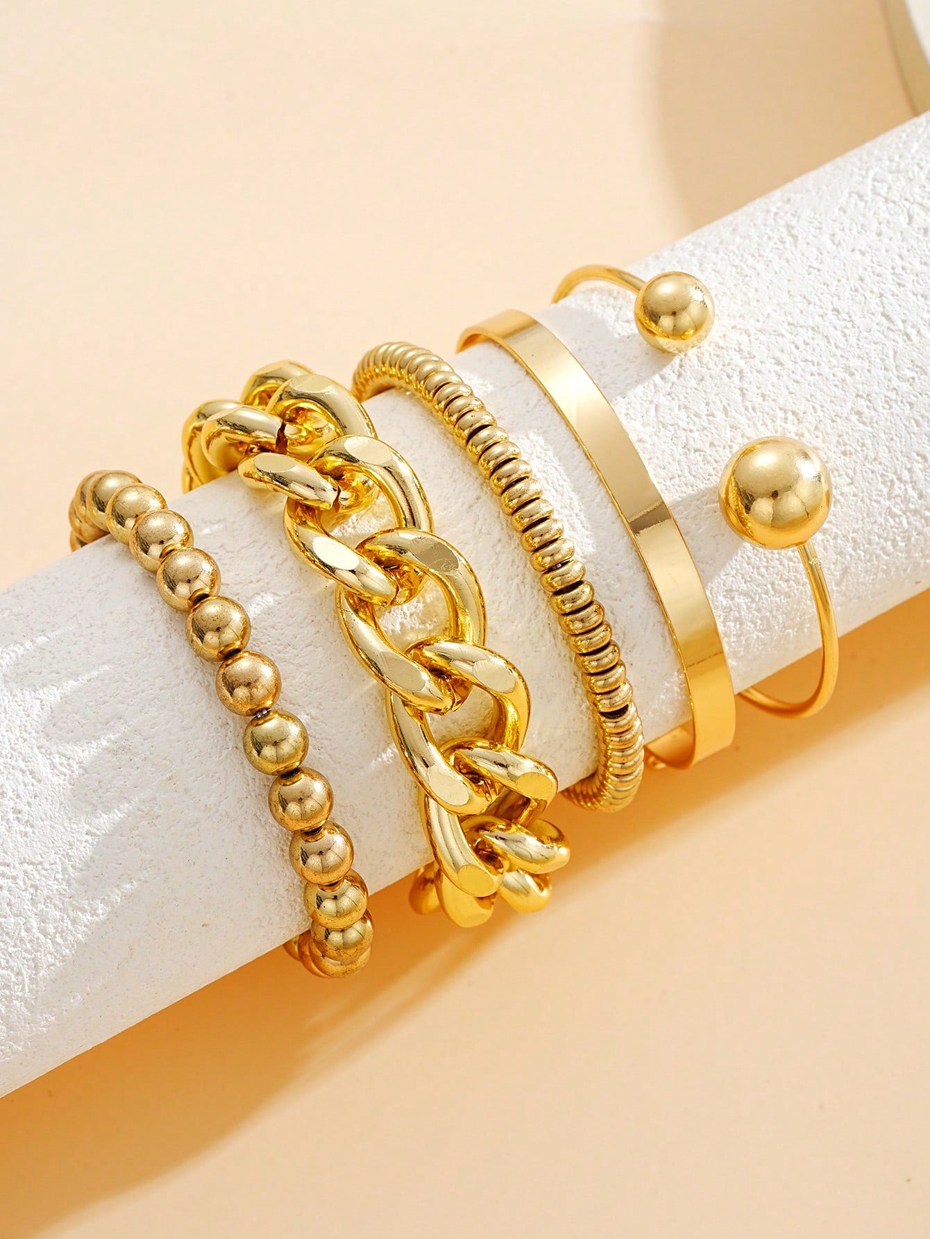 6pcs/5pcs/1pc Vintage Elegant Bohemian Style CCB Beaded Chain Bracelet, Elastic Bracelet Suitable For Women's Daily And Beach Vacation Wear, Stackable, Gift