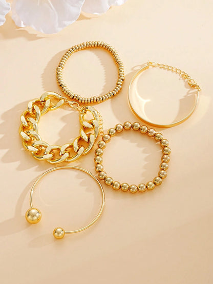 6pcs/5pcs/1pc Vintage Elegant Bohemian Style CCB Beaded Chain Bracelet, Elastic Bracelet Suitable For Women's Daily And Beach Vacation Wear, Stackable, Gift