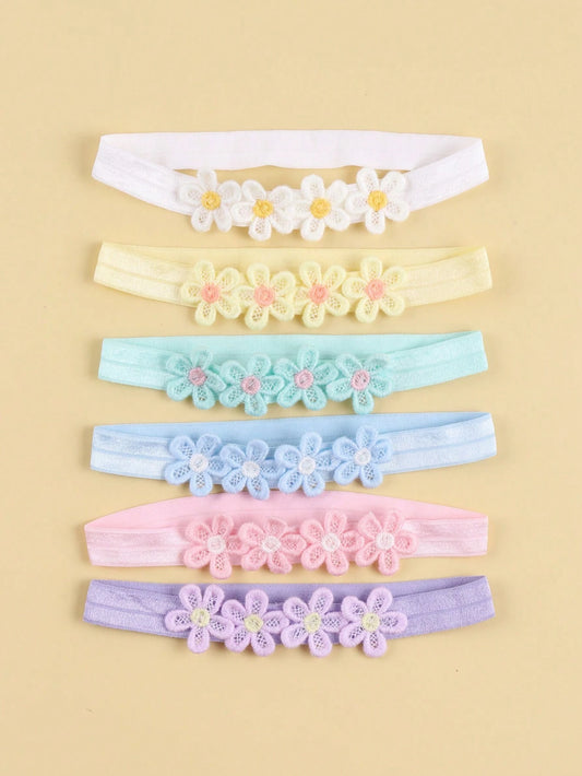 6pcs Children's Colorful Flower Headbands, Breathable And Comfortable For Daily Wear Love Valentine