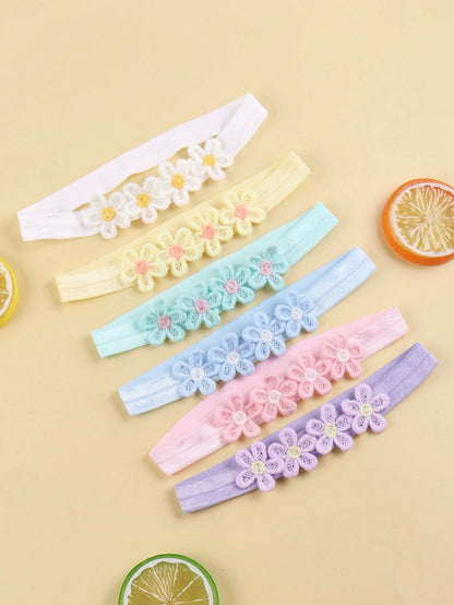 6pcs Children's Colorful Flower Headbands, Breathable And Comfortable For Daily Wear Love Valentine