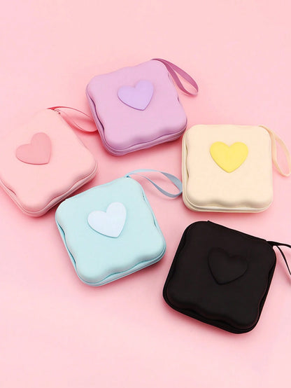 6pcs Cute Bow Candy Color Cable Protector Case, Data Cable Organizer Bag, Digital Accessories Storage Box, Anti-Drop Zipper Pouch, Compatible With 20W Fast Charger