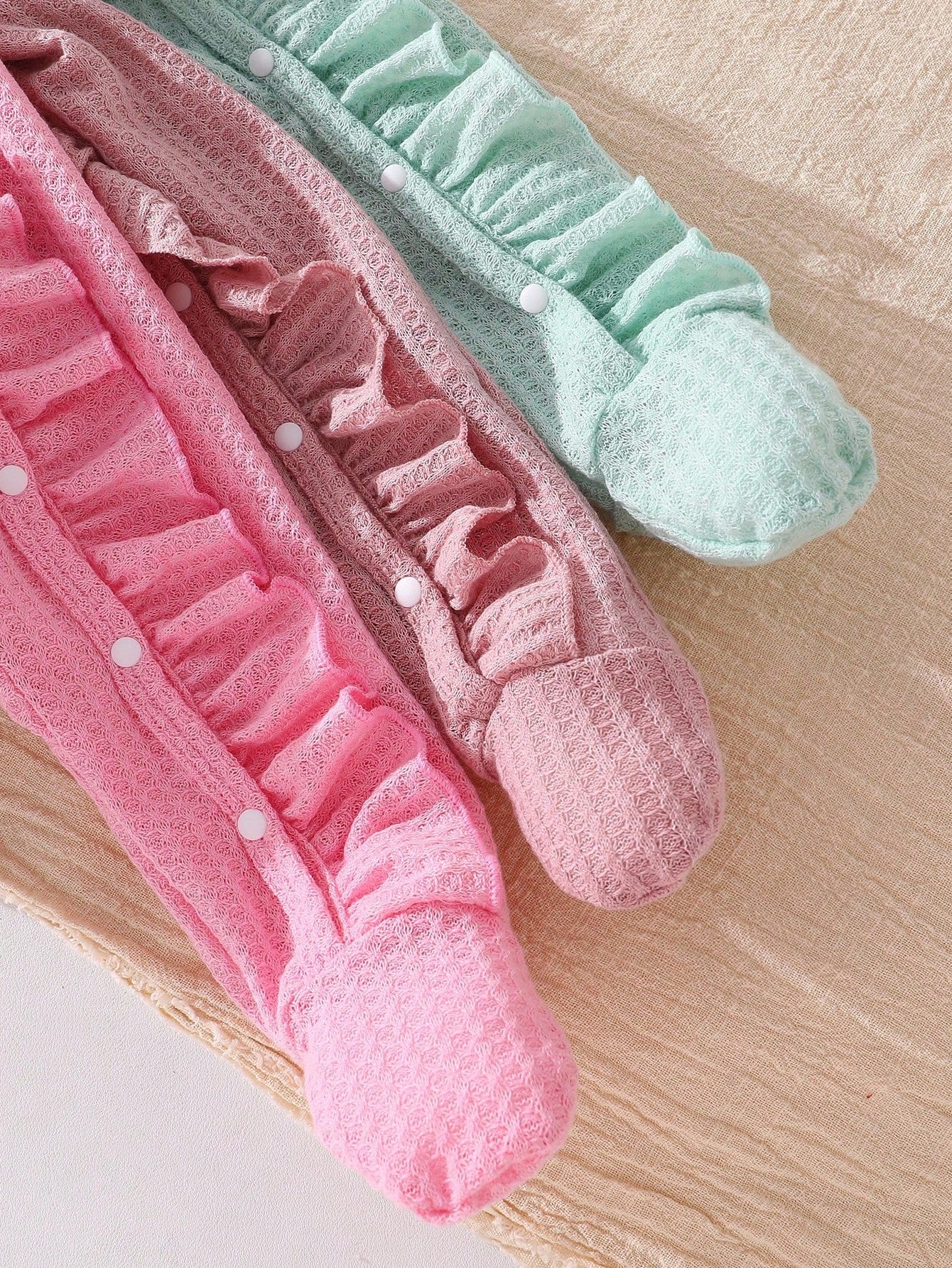 6pcs Cute Newborn Infant Girl Clothes,Dusty Pink Solid Long Sleeve Jumpsuit & Headband Set,Autumn Family Matching Loungewear For Spring Fall Winter