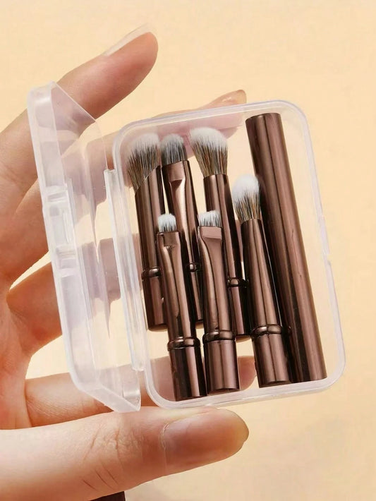 6pcs Portable Makeup Brush Set, Detachable Brush Heads, Mini Travel Makeup Brushes, Pocket Brush, Nose Contour Brush, Concealer Brush, Eyeshadow Brush, Multi-Functional Makeup Tool Set, Makeup Brush S