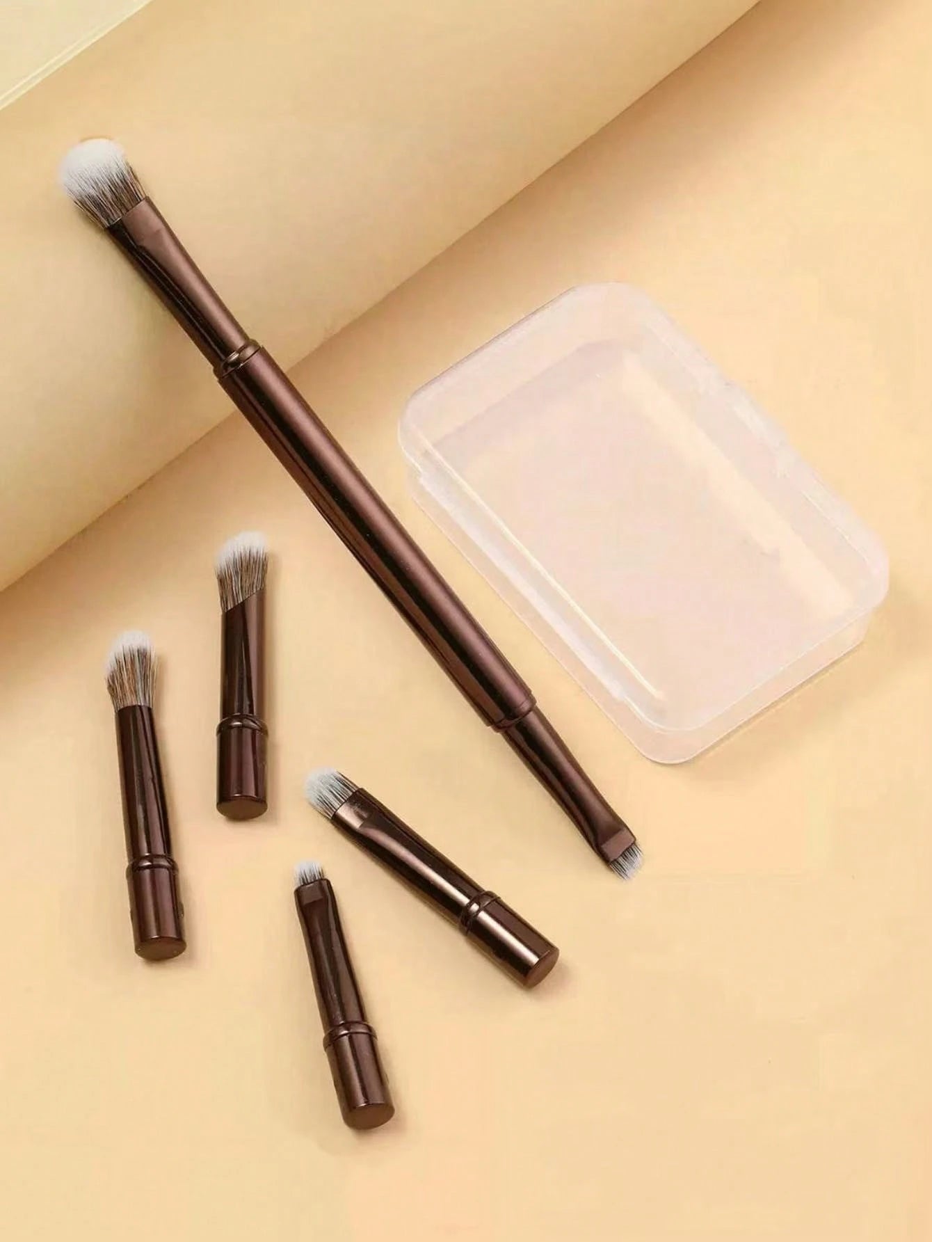 6pcs Portable Makeup Brush Set, Detachable Brush Heads, Mini Travel Makeup Brushes, Pocket Brush, Nose Contour Brush, Concealer Brush, Eyeshadow Brush, Multi-Functional Makeup Tool Set, Makeup Brush S
