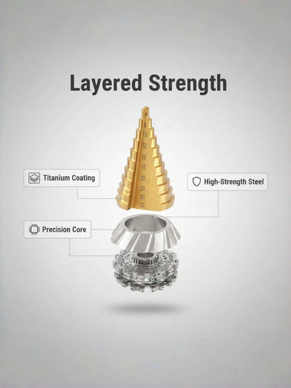 6pcs Titanium Coated High Speed Stepped Drill Bit Set, High Precision Titanium Alloy Countersink Drill Bits, Multi-Size, Multi-Purpose Drilling Tool For Wood, Metal And Plastic Materials, Ideal For Wo