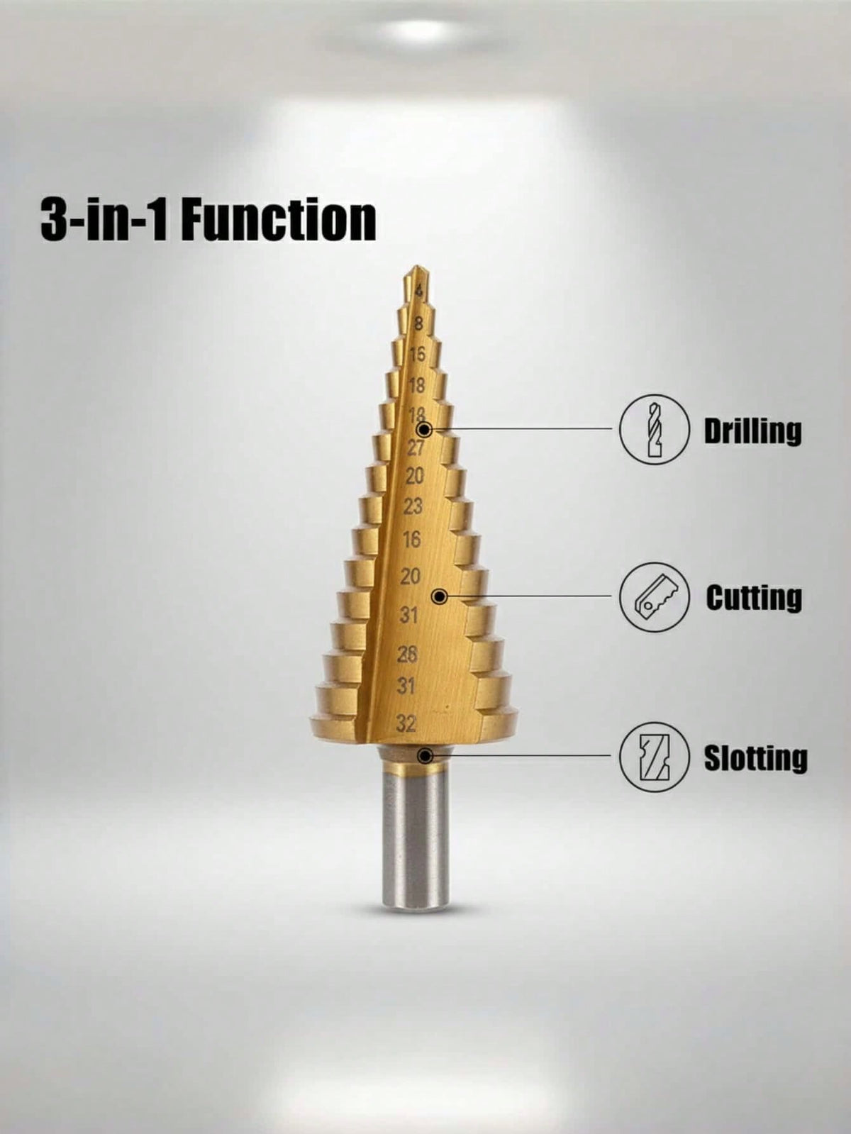 6pcs Titanium Coated High Speed Stepped Drill Bit Set, High Precision Titanium Alloy Countersink Drill Bits, Multi-Size, Multi-Purpose Drilling Tool For Wood, Metal And Plastic Materials, Ideal For Wo