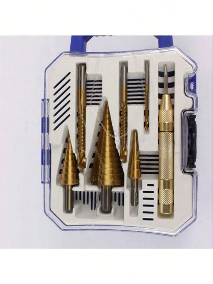 6pcs Titanium Coated High Speed Stepped Drill Bit Set, High Precision Titanium Alloy Countersink Drill Bits, Multi-Size, Multi-Purpose Drilling Tool For Wood, Metal And Plastic Materials, Ideal For Wo