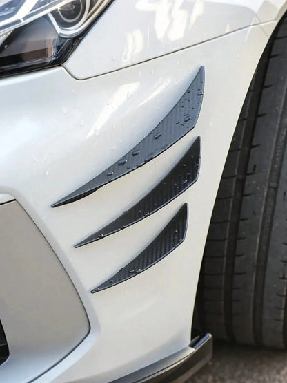 6Pcs Universal Carbon Fiber Car Fan Blades – Scratch Resistant Rubber Bumper Trim, Strong Adhesive Backing, No Paint Damage, Heat Waterproof Resistant, Front Shock Absorber Lip Diffuser Splitter Body