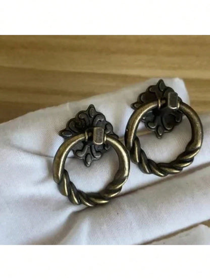 6pcs Vintage Bronze Drawer Pulls- 4Cm Antique Cabinet Knobs With Installation Hardware, Decorative Furniture Handles