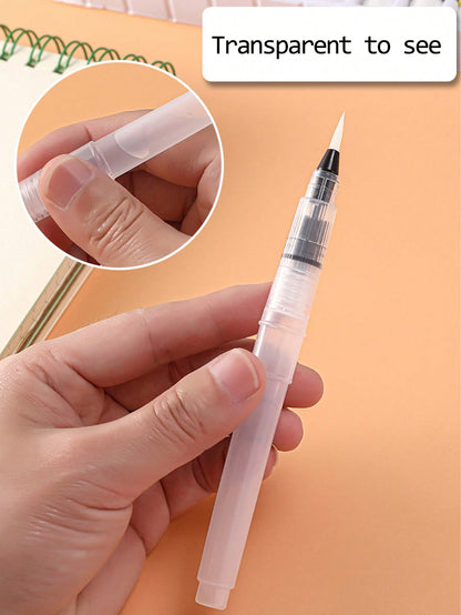6pcs Water-Storing Watercolor Paint Brushes, White Nylon Hair Painting Brushes, Art Painting Tool Set. Back To School/Graduation Season Gift, Halloween, Christmas Eve And New Year Gift