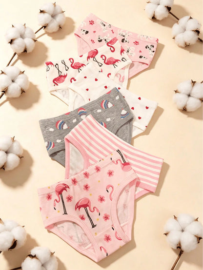 6pcs Young Girls Cute Underwear: With Unicorn, Fox, Balloon, Castle And Other Colorful Patterns