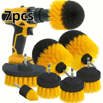 [7 Drill Brush Set] 7pcs Drill Brush Accessories Set- Includes Brushes For Outdoor Cleaning, Bathroom, Toilet, Kitchen And Vehicle- Multi-Purpose Cleaning Brush Series, Efficient Cleaning And Deburr