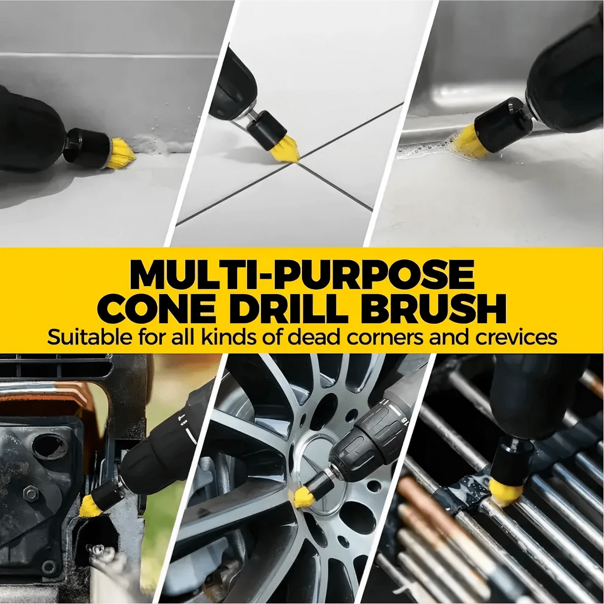 [7 Drill Brush Set] 7pcs Drill Brush Accessories Set- Includes Brushes For Outdoor Cleaning, Bathroom, Toilet, Kitchen And Vehicle- Multi-Purpose Cleaning Brush Series, Efficient Cleaning And Deburr