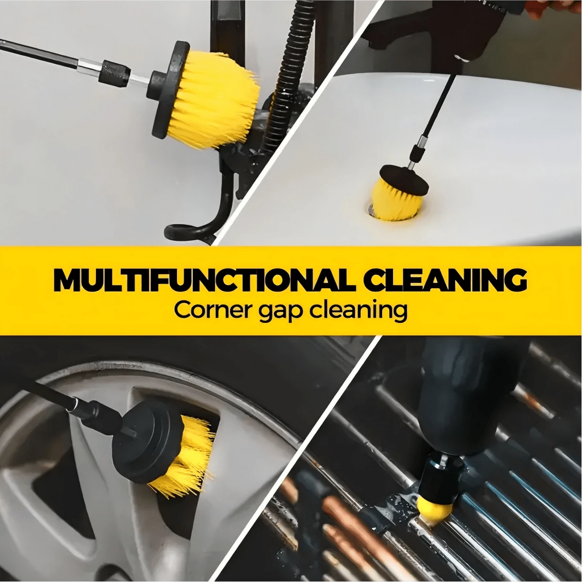 [7 Drill Brush Set] 7pcs Drill Brush Accessories Set- Includes Brushes For Outdoor Cleaning, Bathroom, Toilet, Kitchen And Vehicle- Multi-Purpose Cleaning Brush Series, Efficient Cleaning And Deburr