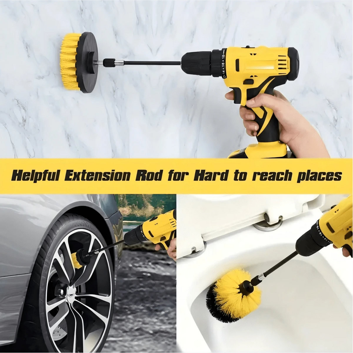 [7 Drill Brush Set] 7pcs Drill Brush Accessories Set- Includes Brushes For Outdoor Cleaning, Bathroom, Toilet, Kitchen And Vehicle- Multi-Purpose Cleaning Brush Series, Efficient Cleaning And Deburr