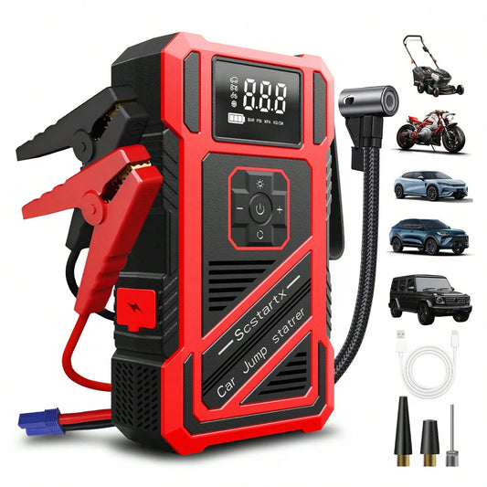 7-In-1 Multifunctional Car Jump Starter With Air PumpPortable Car Battery Starter & Charger, Practical Auto Accessory Tool.Compact Structure, Multi-Functional Design With High-Performance Pump.Portabl