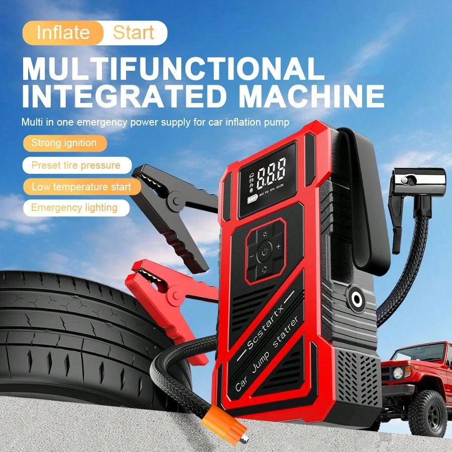 7-In-1 Multifunctional Car Jump Starter With Air PumpPortable Car Battery Starter & Charger, Practical Auto Accessory Tool.Compact Structure, Multi-Functional Design With High-Performance Pump.Portabl