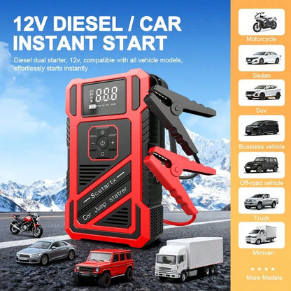 7-In-1 Multifunctional Car Jump Starter With Air PumpPortable Car Battery Starter & Charger, Practical Auto Accessory Tool.Compact Structure, Multi-Functional Design With High-Performance Pump.Portabl