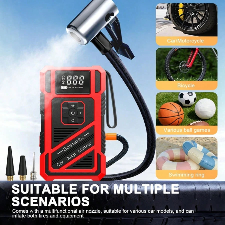 7-In-1 Multifunctional Car Jump Starter With Air PumpPortable Car Battery Starter & Charger, Practical Auto Accessory Tool.Compact Structure, Multi-Functional Design With High-Performance Pump.Portabl
