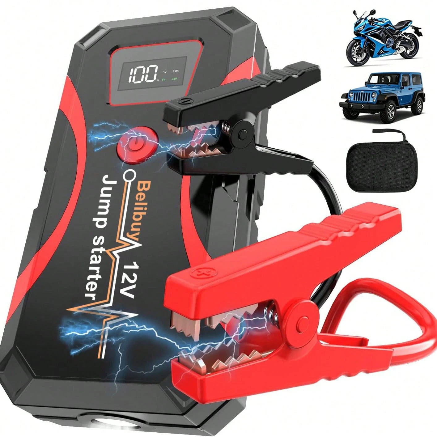 7-In-1 Multifunctional Car Jump Starter With Air PumpPortable Car Battery Starter & Charger, Practical Auto Accessory Tool.Compact Structure, Multi-Functional Design With High-Performance Pump.Portabl