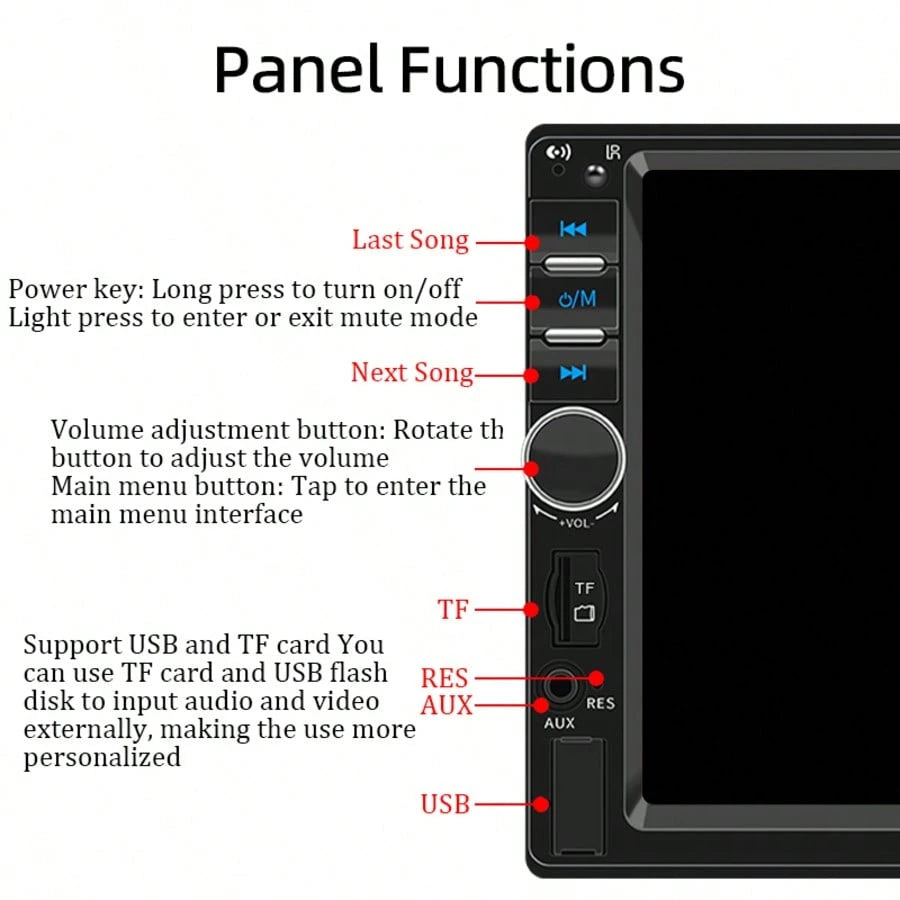 7 Inch 1 Din Car Radio MP5 Multimedia Player Touch Screen FM Aux Input USB Mirror Link Universal Autoradio