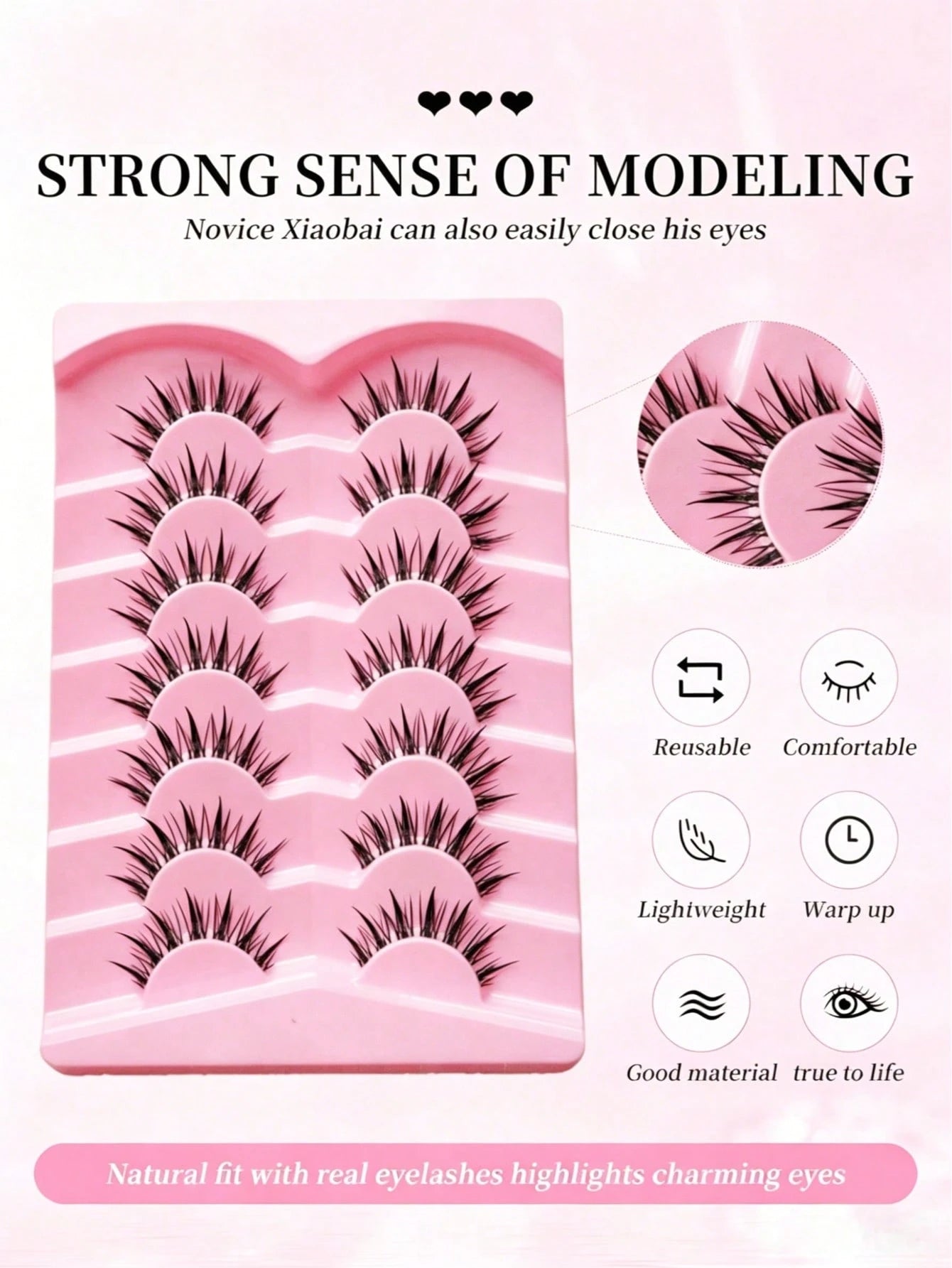 7 Pairs Cartoon Style Natural Wet Effect False Eyelashes, Faux Mink Lashes With Clear Band, Y2K Style 3D Fluffy Long Cat Eye Natural Exaggerated Eyelash Extension Set Makeup Tool