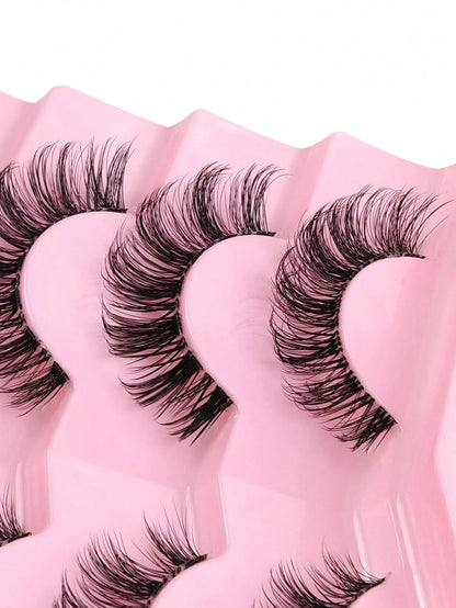 7 Pairs Fox Eye False Eyelashes Cat Eye Lashes Transparent Band Wispy Eyelashes Natural Look Long Faux Mink Lashes Strip Lashes Winged End Eye Elongated Eyelashes Faux Mink Eyelashes Makeup Strip Lash