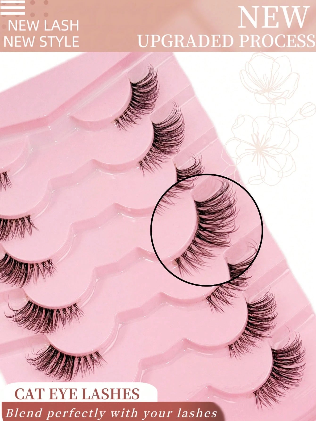 7 Pairs Half Lashes With Clear Band Cat Eye Tail Elongated Eyelashes Natural Look Wispy Faux Mink Lashes Fluffy Soft False Eyelashes Natural Makeup,Suitable For Everyday Wear, Party Wear, Valentine's