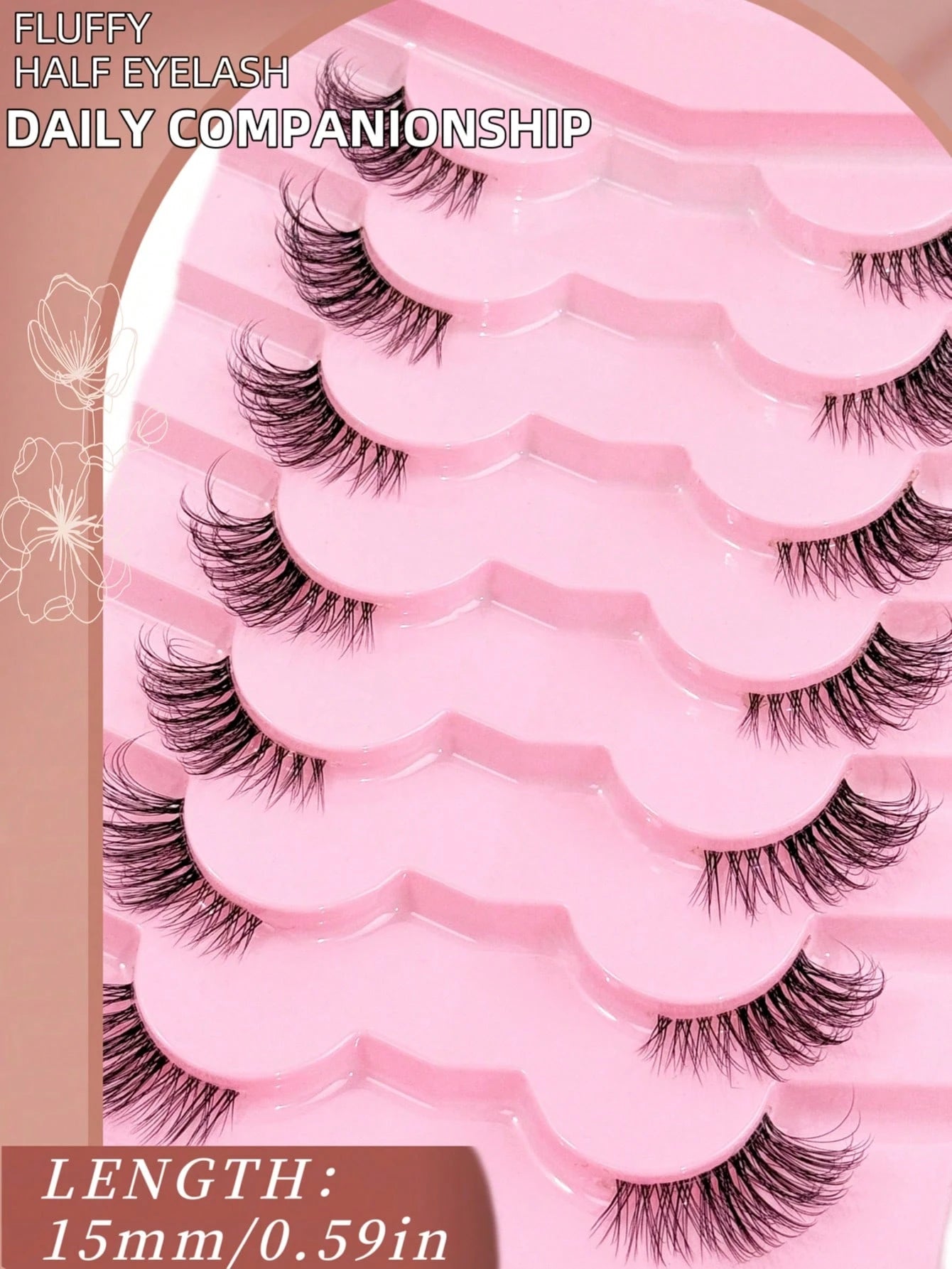 7 Pairs Half Lashes With Clear Band Cat Eye Tail Elongated Eyelashes Natural Look Wispy Faux Mink Lashes Fluffy Soft False Eyelashes Natural Makeup,Suitable For Everyday Wear, Party Wear, Valentine's