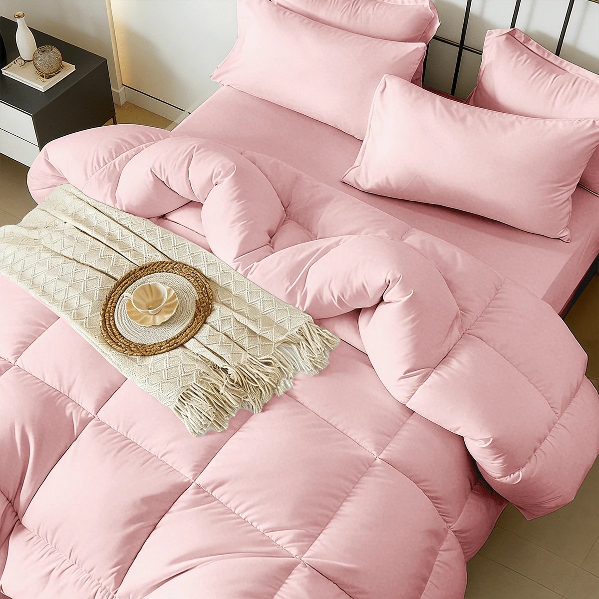 7-Pcs Or 5-Pcs Soft And Breathable Checkered Comforter Sets Queen, As A Family Gift. Includes Fitted Sheet, Flat Sheet, Pillowcase And Comforter, Bed In A Bag, A Luxurious Bedding Set, Machine Washabl