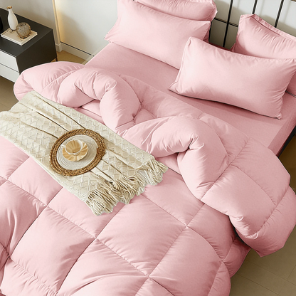 7-Pcs Or 5-Pcs Soft And Breathable Checkered Comforter Sets Queen, As A Family Gift. Includes Fitted Sheet, Flat Sheet, Pillowcase And Comforter, Bed In A Bag, A Luxurious Bedding Set, Machine Washabl