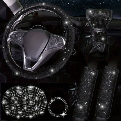 7pcs Car Steering Wheel Cover, Gear Shift Knob Cover, Shoulder Pad, Cup Holder, Ignition Ring Decorative Accessories,Purple Car Accesaories