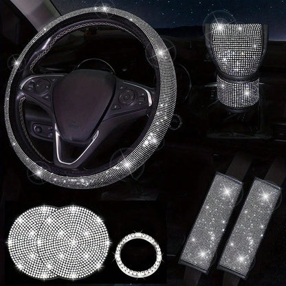 7pcs Car Steering Wheel Cover, Gear Shift Knob Cover, Shoulder Pad, Cup Holder, Ignition Ring Decorative Accessories,Purple Car Accesaories