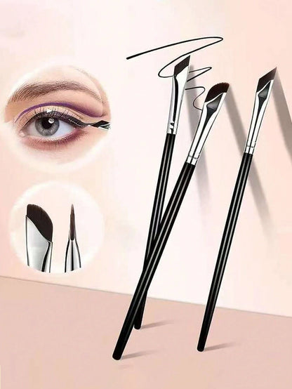 7pcs Precise Eye Makeup Brush Set, Including 1 Crescent Eyeliner Brush, 1 Angled Eyeliner Brush, And 1 Professional Eyebrow Brush. Long Handle Double-Sided Makeup Brushes, Suitable For Sensitive And D