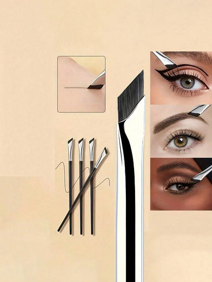 7pcs Precise Eye Makeup Brush Set, Including 1 Crescent Eyeliner Brush, 1 Angled Eyeliner Brush, And 1 Professional Eyebrow Brush. Long Handle Double-Sided Makeup Brushes, Suitable For Sensitive And D