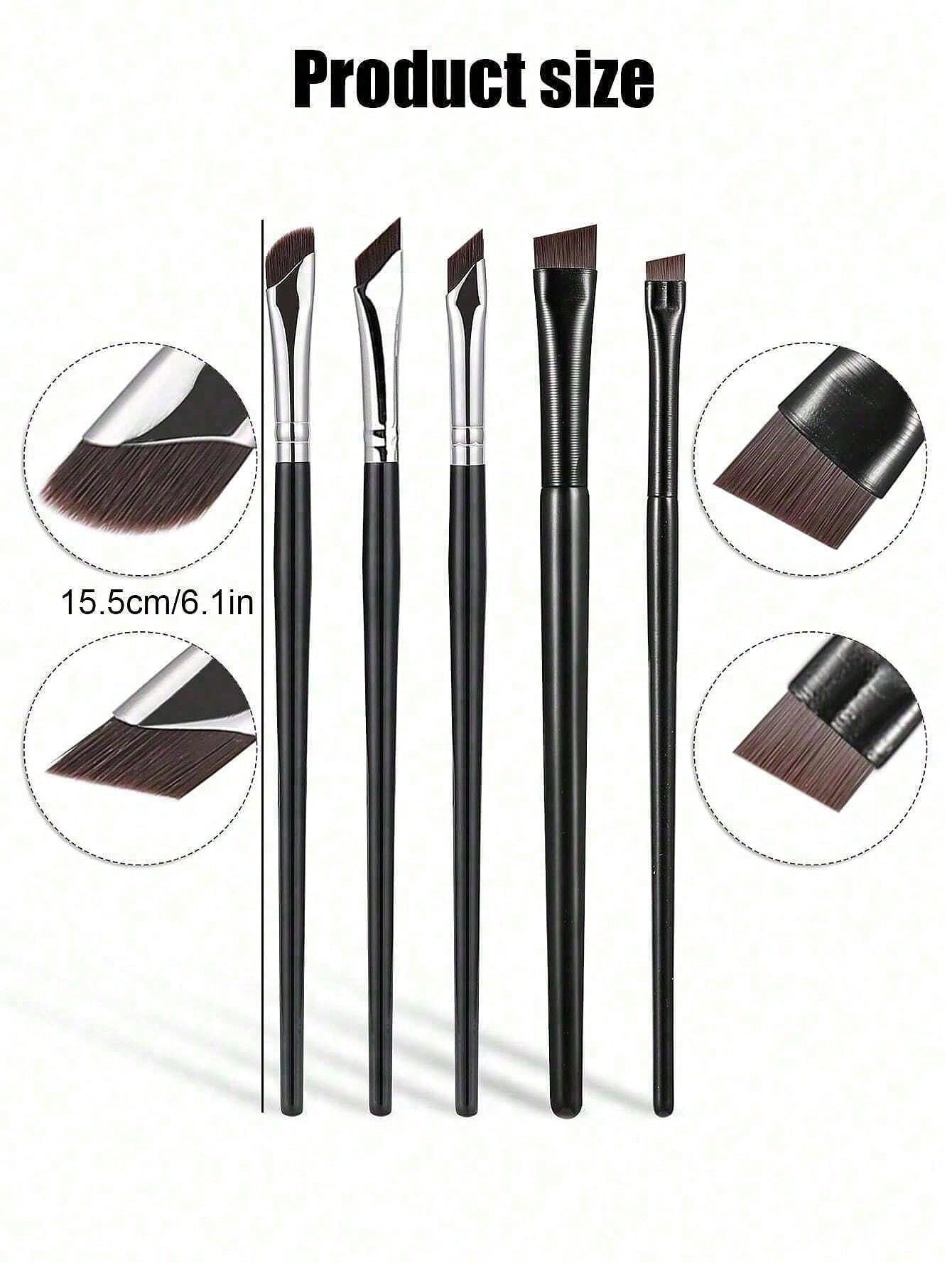 7pcs Precise Eye Makeup Brush Set, Including 1 Crescent Eyeliner Brush, 1 Angled Eyeliner Brush, And 1 Professional Eyebrow Brush. Long Handle Double-Sided Makeup Brushes, Suitable For Sensitive And D