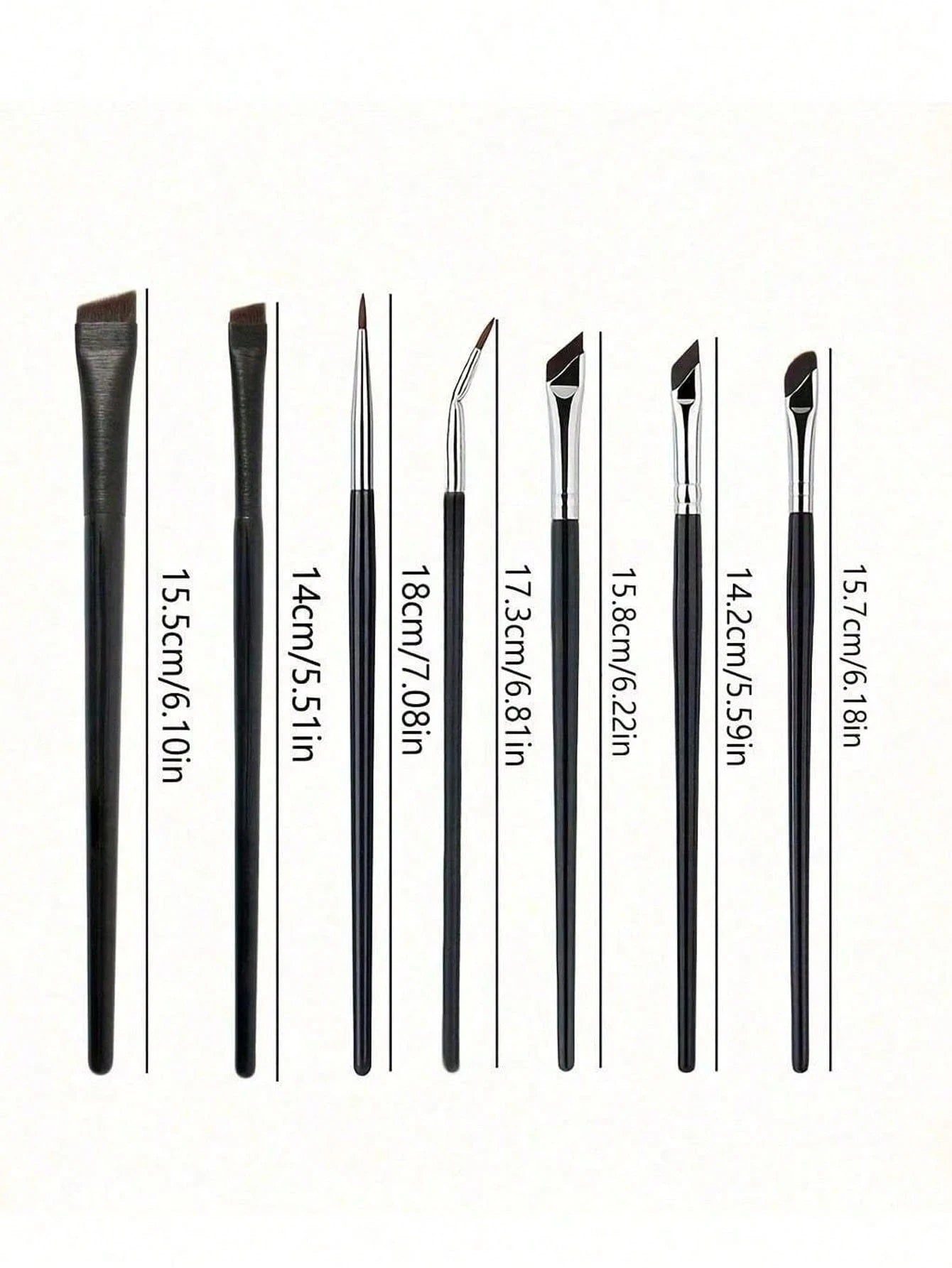 7pcs Precise Eye Makeup Brush Set, Including 1 Crescent Eyeliner Brush, 1 Angled Eyeliner Brush, And 1 Professional Eyebrow Brush. Long Handle Double-Sided Makeup Brushes, Suitable For Sensitive And D