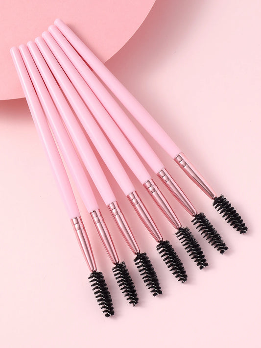 7pcs/Set Pink Eye Stick Mascara Brush, Suitable For Eyebrow And Eyelash Growth, Reusable, Can Be Used As Eyebrow Brush, Eyeshadow Brush, Etc.