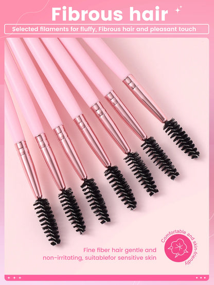 7pcs/Set Pink Eye Stick Mascara Brush, Suitable For Eyebrow And Eyelash Growth, Reusable, Can Be Used As Eyebrow Brush, Eyeshadow Brush, Etc.