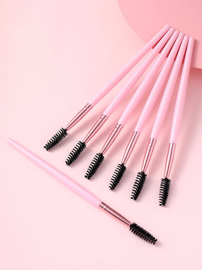 7pcs/Set Pink Eye Stick Mascara Brush, Suitable For Eyebrow And Eyelash Growth, Reusable, Can Be Used As Eyebrow Brush, Eyeshadow Brush, Etc.