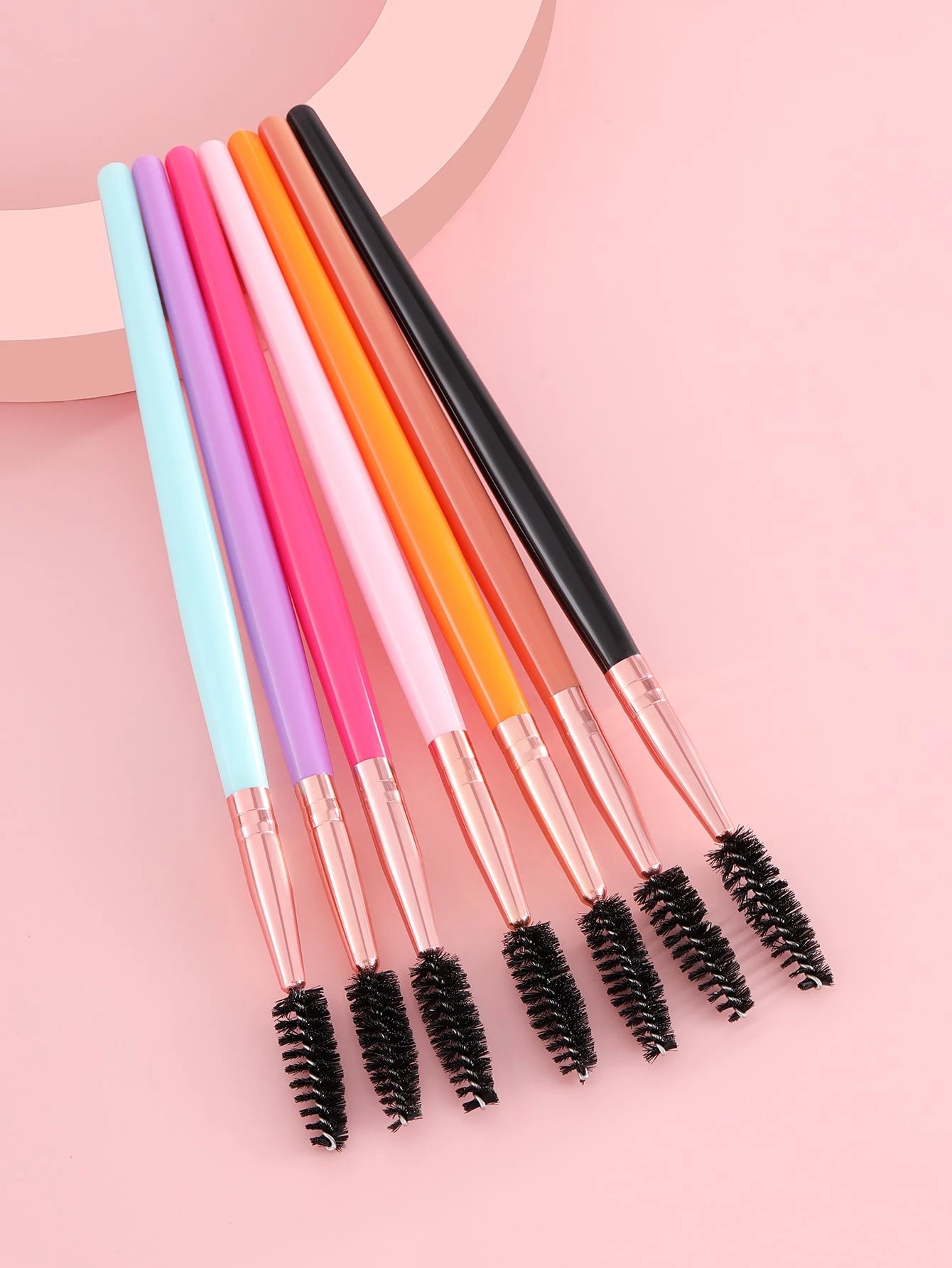 7pcs/Set Pink Eye Stick Mascara Brush, Suitable For Eyebrow And Eyelash Growth, Reusable, Can Be Used As Eyebrow Brush, Eyeshadow Brush, Etc.