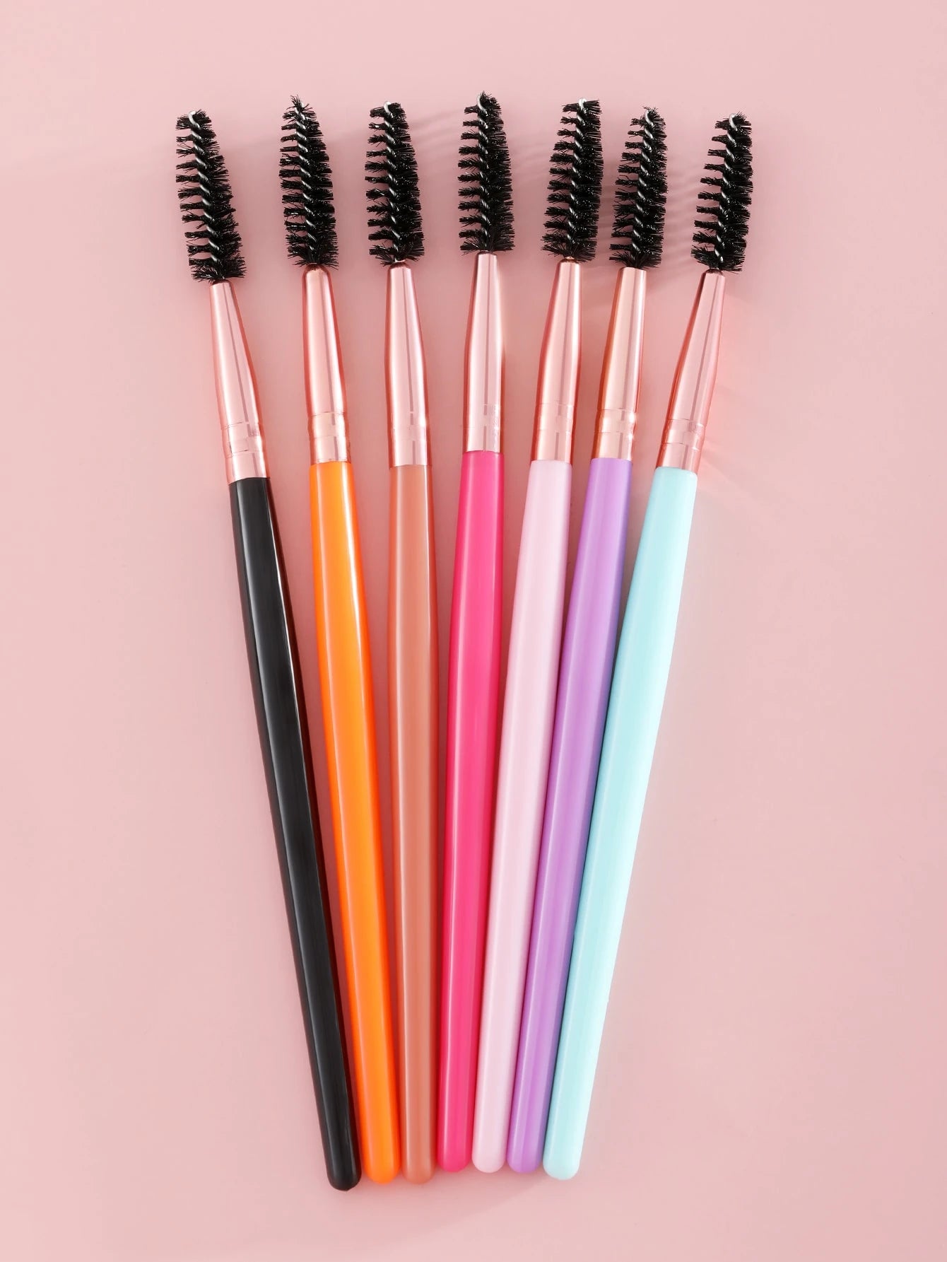 7pcs/Set Pink Eye Stick Mascara Brush, Suitable For Eyebrow And Eyelash Growth, Reusable, Can Be Used As Eyebrow Brush, Eyeshadow Brush, Etc.