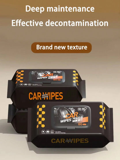 80/15pcs Car Interior Cleaning Wet Wipes- For Leather Cleaning & Care, Stain Removal, No Residue, Car Cleaning Wipes