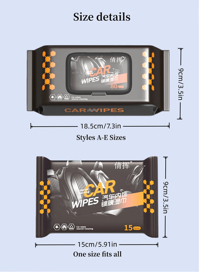 80/15pcs Car Interior Cleaning Wet Wipes- For Leather Cleaning & Care, Stain Removal, No Residue, Car Cleaning Wipes