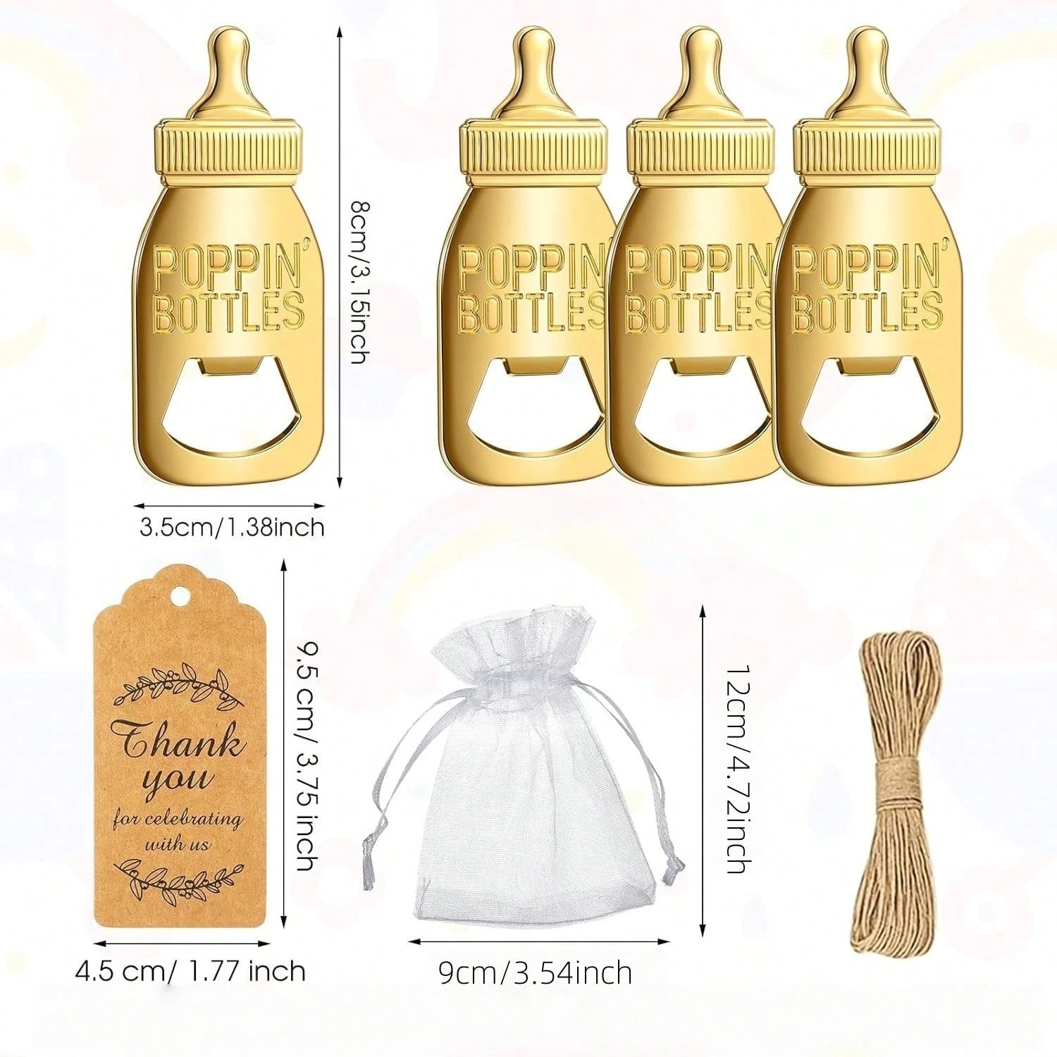 80pcs Baby Shower Party Favor Bottle Openers, Baby Shower Party Guest Favors, Unisex Baby Shower Party Favor Keychains