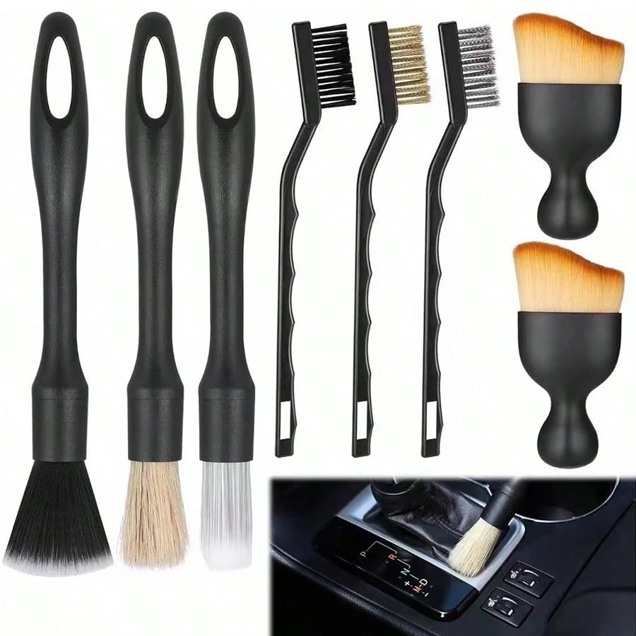 8pcs Car Detailing Brush Set, Suitable For Interior Or Exterior Cleaning, Dust Removal Cleaning Supplies, Air Vents, Wheels, Interior Seats