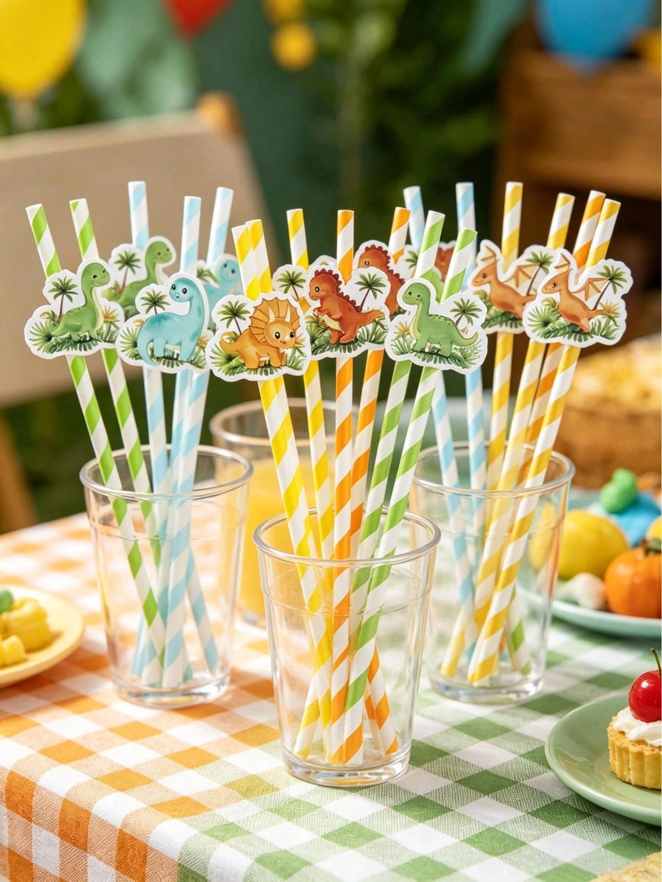 8pcs Cartoon Lion Paper Straws, Jungle Party Disposable Tableware Thin Straws, Fun Straws, Suitable For Cocktails, Juices, Beverages, Coffee, Straight Mouth, Baby Shower Decoration, Baby Baptism, Jung