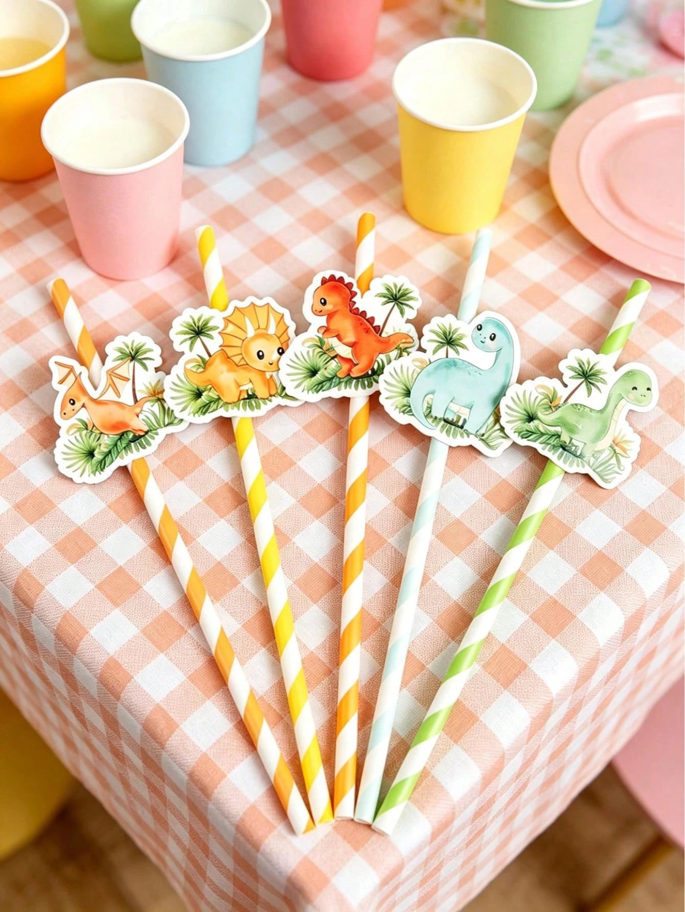 8pcs Cartoon Lion Paper Straws, Jungle Party Disposable Tableware Thin Straws, Fun Straws, Suitable For Cocktails, Juices, Beverages, Coffee, Straight Mouth, Baby Shower Decoration, Baby Baptism, Jung