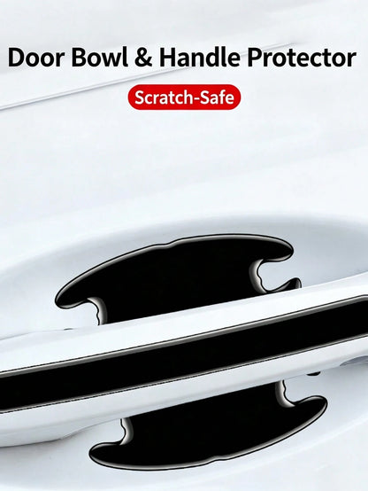 8pcs Epoxy Carbon Fiber Door Handle Protector Film- Anti-Scratch Film Set, Universal Fit, Suitable For Car Exterior Paint Protection| Car Accessories, Car Exterior Accessories, Car Protection Film