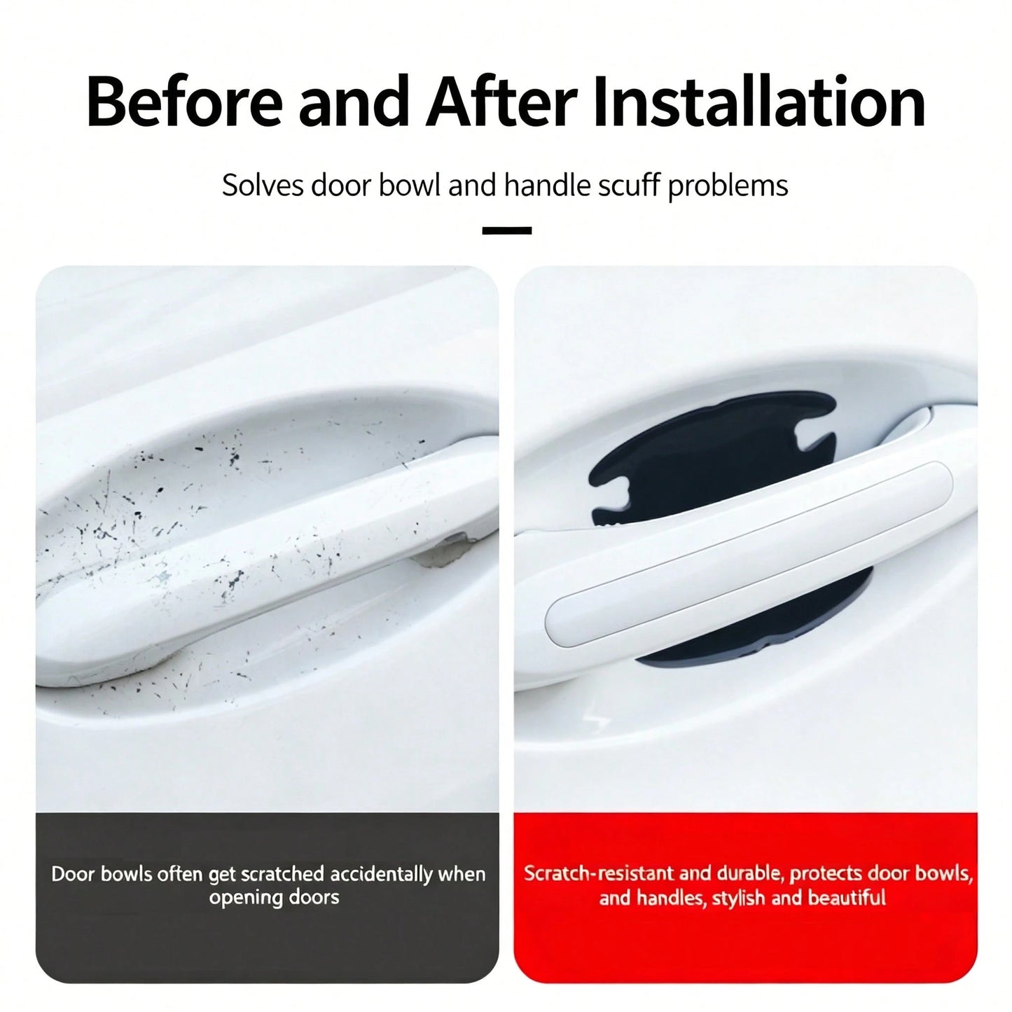8pcs Epoxy Carbon Fiber Door Handle Protector Film- Anti-Scratch Film Set, Universal Fit, Suitable For Car Exterior Paint Protection| Car Accessories, Car Exterior Accessories, Car Protection Film